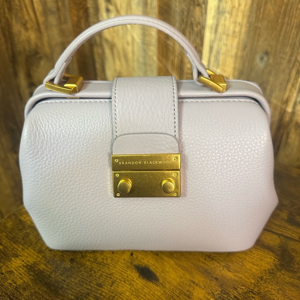 Brandon Blackwood Ivory Satchel with Gold Hardware